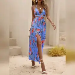 Breezaya Tropical Print Backless Dress - XS