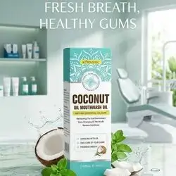KÖRMESIC Coconut Oil Mouthwash oil with a free toothbrush and tongue  scraper