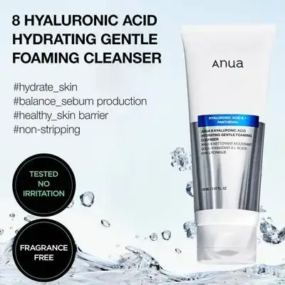 غسول رغوي لطيف ومرطب بحمض الهيالورونيك Anua 8 Hyaluronic Acid Hydrating Gentle Foaming Cleanser