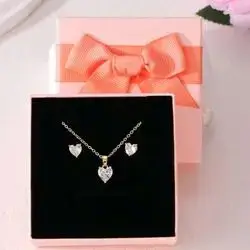 Heart Shape Necklace And Earrings Jewelry Set