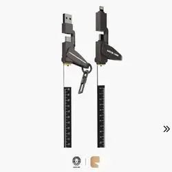 Green Lion 4-in-1 Ultra-Fast Charging Cable 240W Max Multi-Connector Braided Cable - Black