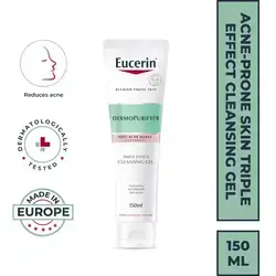 جل التنظيف ديرمو بيوريفايير ثلاثي التأثير من يوسيرين 150 مل/// clinically tested cleansing gel with 2% Salicylic Acid. Formulated to reduce blemishes, post-acne marks and shine.