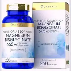 Carlyle Buffered Magnesium Bisglycinate 665 mg | Chelated Essential Mineral, magnesium glycinate, Super magnesium | 250 Capsules