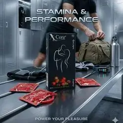 X-Core Condoms (Dotted Delay - Strawberry Flavor) 10 Pieces (with disposal bag & tissue)