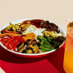 Veg Bibimbap with Egg & Seasonal Vegetables