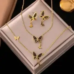 Butterfly necklace with bracelet and earrings