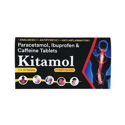 Kitamol (Paracetamol Ibuprofen & Caffeine) 10 Tablets _ Medcell Pharma