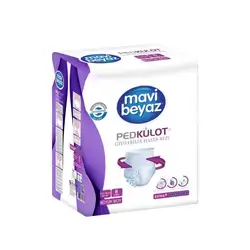 Mavi Beyaz PedKulot Extra+ Adult Pull-Up Patient Diapers – Large (L), 110–150 cm, 8 Pieces