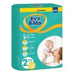 Evy Baby Diapers Size 2 (3-6) 58 Pieces