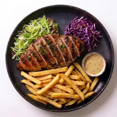 Grilled Chicken Steak with Air Fried Fries