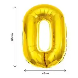 Gold Number 0 Helium Balloon