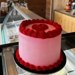 Pink Valentine's Cake with Heart Design