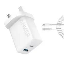 2-port high-speed charger with USB-C cable 20W max