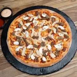 Meat, Chicken, and Mushroom Pizza with Cheese