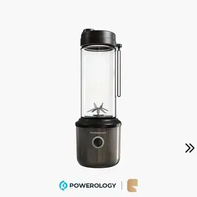 Powerology Press & Refresh Portable Blender 450ml 126W High-Power 6-Blade Stainless Steel - Black
