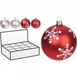 Koopman Xmas Ball Red White 80Mm 4Ass