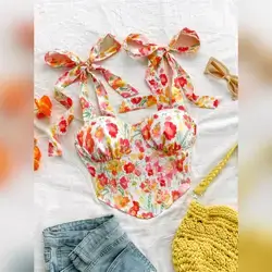 Soleia Women Tie Dye Watercolor Floral Print Camisole - Small