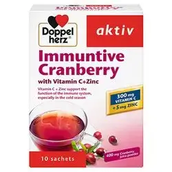 Immuntive Cranberry (with Vitamin C + Zinc) 10 Sachets_Doppel herz aktiv