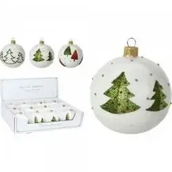 Koopman Xmas Ball With Tree 80Mm 3Ass
