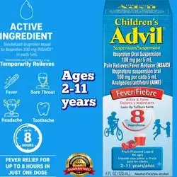 Children's Advil Pain Reliever and Fever Reducer, Children's Ibuprofen Liquid Pain Relief Medicine, Fruit - 4 Fl Oz, Advil