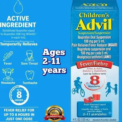 Children's Advil Pain Reliever and Fever Reducer, Children's Ibuprofen Liquid Pain Relief Medicine, Fruit - 4 Fl Oz, Advil