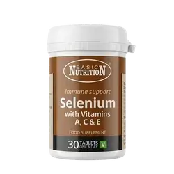 Selenium with Vitamins A C & E 30 Tablets _ BASIC NUTRITION