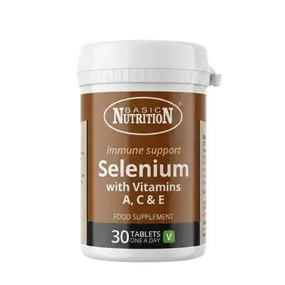 Selenium with Vitamins A C & E 30 Tablets _ BASIC NUTRITION