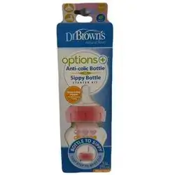 Dr Brown's Options + anti colic bottle 270 ml 6m+/ pink