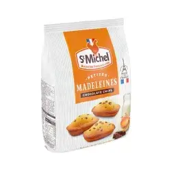 St Michel Petites Madeleines French Sponge Cakes with Choco Chips 175g//كعكات إسفنجية فرنسية صغيرة الحجم من سانت ميشيل مع رقائق الشوكولاتة 175 غرام