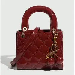 1pc PU Leather Handbag, Wine Red Bag