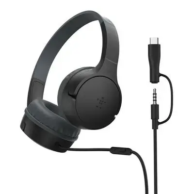 Belkin SoundForm Mini Kids Wired Headphones with USB-C to 3.5mm Black