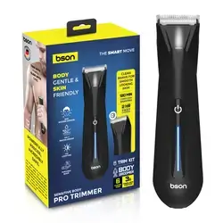 Bson Sensitive Body Pro Trimmer – Skin Secure Design, IPX7 Waterproof, LED Light, 6 Clipper Sizes, Travel Lock, 2H Fast Charging
