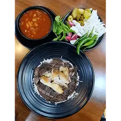 Rice with Bean Broth and Beef Shawarma