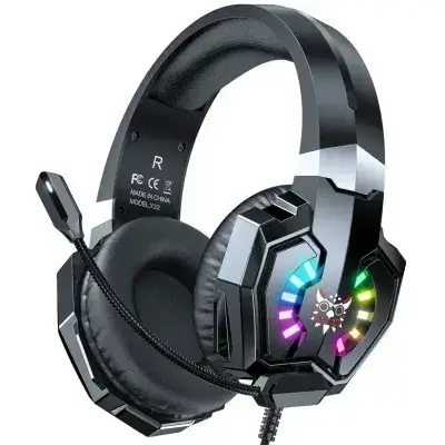 ONIKUMA X32 Wired Gaming Headset – Black, Noise-Cancelling Mic, LED Indicator, 2.2m Cable