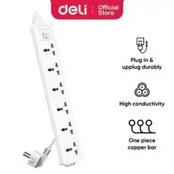 Deli-ET 405 Power Strip - 6 HOLE  + 3M wire