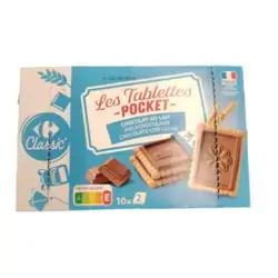 Carrefour Biscuits Milk Choco Tab 250g
