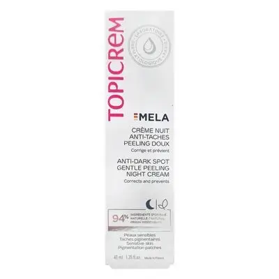 Topicrem Mela Anti-dark spot gentle peeling night cream.