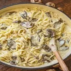 Mushroom Fettucine With Creamy White Sauce