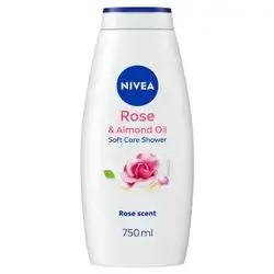 NIVEA Rose & Almond Oil Shower Cream (750ml), Moisturising Shower Gel with Almond Oil, Luxurious Body Wash for Women, Body Wash with Vitamin C, E