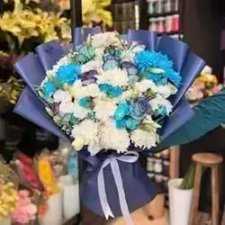 White And Blue Bouquet Flower