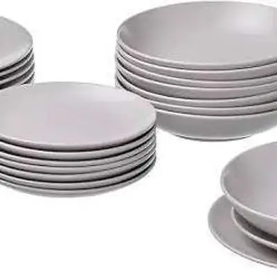 Gray Dish Set, 18 Pieces, For Washing And Washing Machine