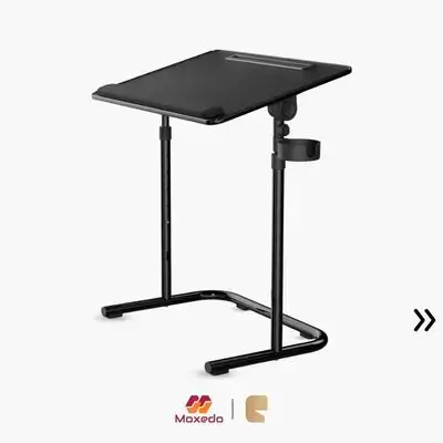 Moxedo Flexmate Adjustable Height Laptop Desk with Leather Tilt-Top, Cup Holder & Device Slot