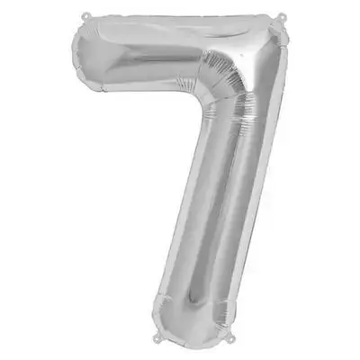 Silver Number 7 Helium Balloon