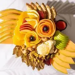 Fruit Salad Plate with Kaymak, Honey & Nuts