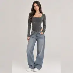 SHEIN Charcoal gray acid-wash bodysuit - Large