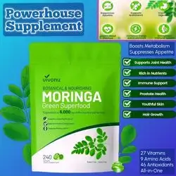 Pure Moringa Superfood, Moringa Leaf Extracts, 30:1 Ultra-Concentrated, Liposomal Tech 98% Absorption, Complete Green Superfood, for Energy, Skin, Hair Growth, Immune & Gut Health, metabolism, appetite Suppressant, 240 Softgels moringa