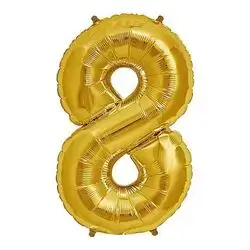 Gold Number 8 Helium Balloon