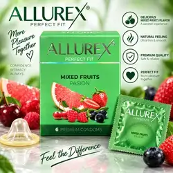 Allurex Perfect Fit Mixed Fruits Passion Condoms — 6 Premium Condoms