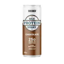 Weider Milk Protein Shake  25g of dairy protein per shake. Only 13g carbohydrate and low fat.