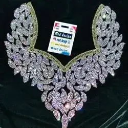 Lace Pattern Filled With Crystal Velvet Fabric